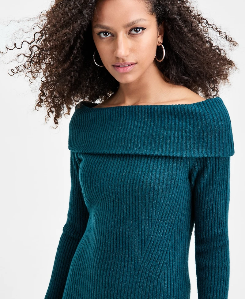 Bar Iii Women's Off-The-Shoulder Sweater Dress, Macy's Exclusive