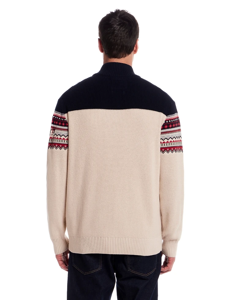 Weatherproof Vintage Men's Maine Two Tone Quarter Zip Sweater
