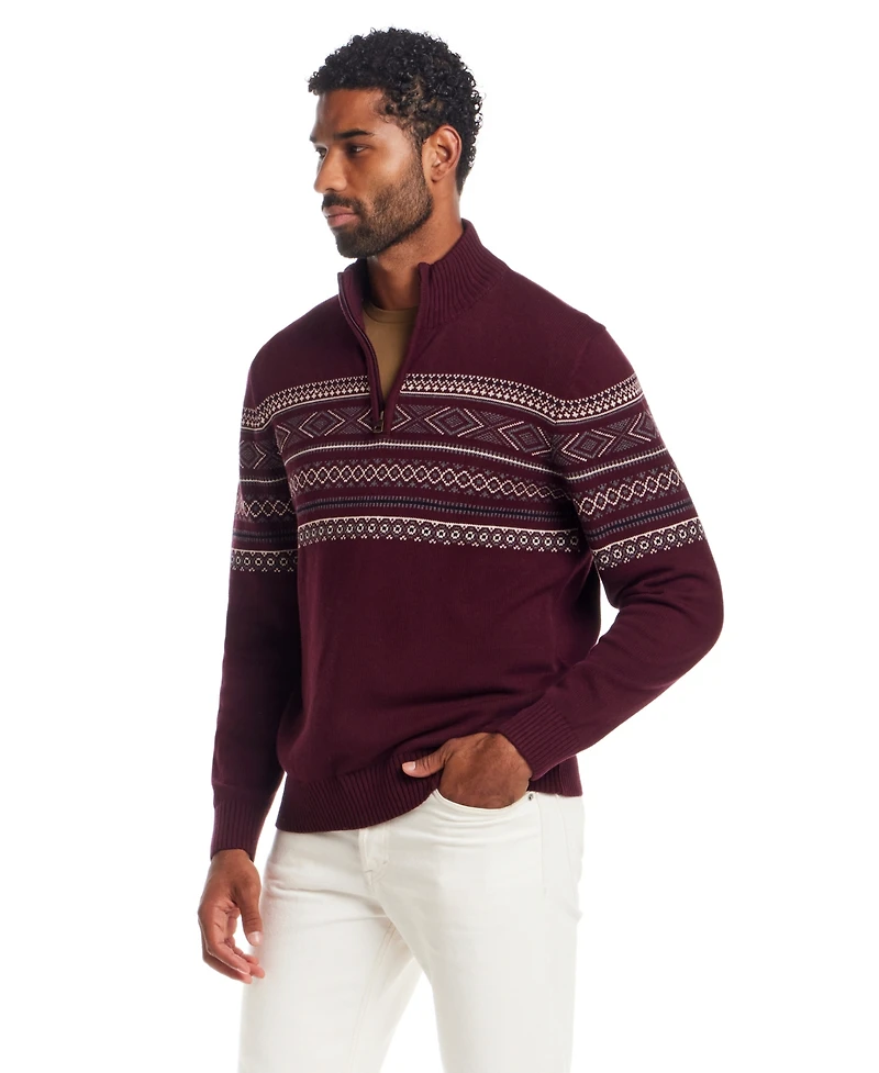Weatherproof Vintage Men's Fair Isle Quarter-Zip Sweater