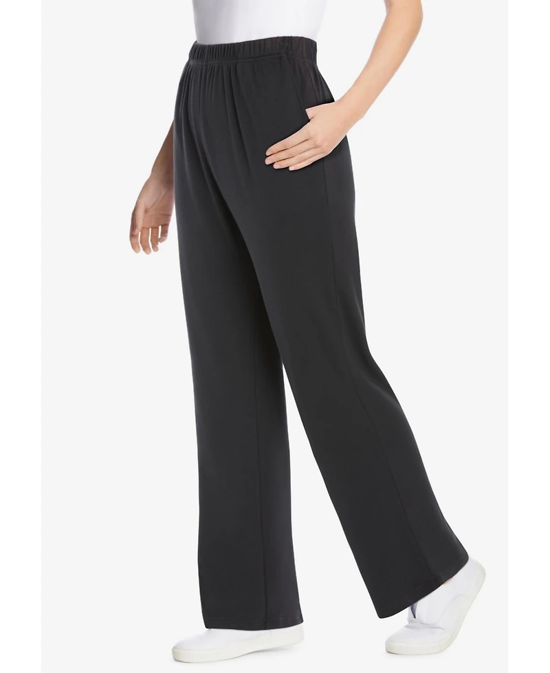 Woman Within Women's 7-Day Knit Wide-Leg Pull-On Pants