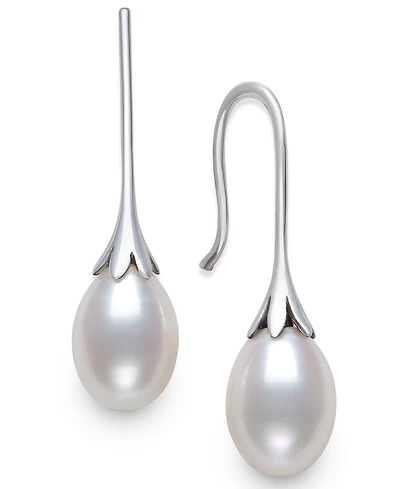 Belle de Mer Cultured Freshwater Drop Pearl (7-8mm) Earrings in Sterling Silver
