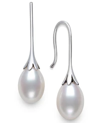 Belle de Mer Cultured Freshwater Drop Pearl (7-8mm) Earrings in Sterling Silver