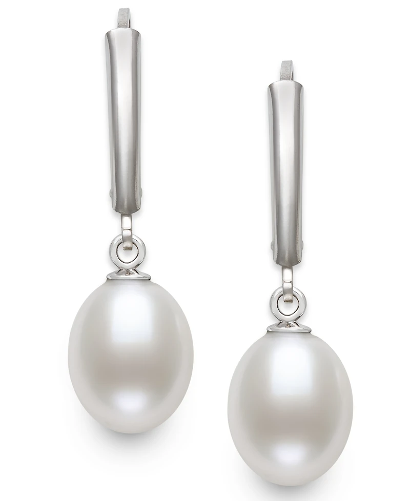 Belle de Mer Cultured Freshwater Drop Pearl (7-8mm) Earrings in Sterling Silver