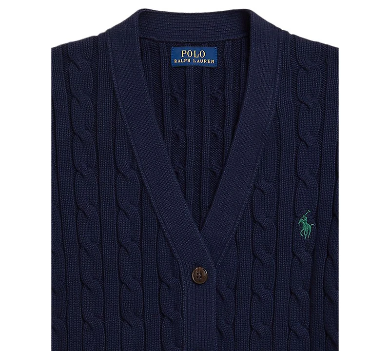 Polo Ralph Lauren Girls 7-16 Cable V-Neck Cardigan