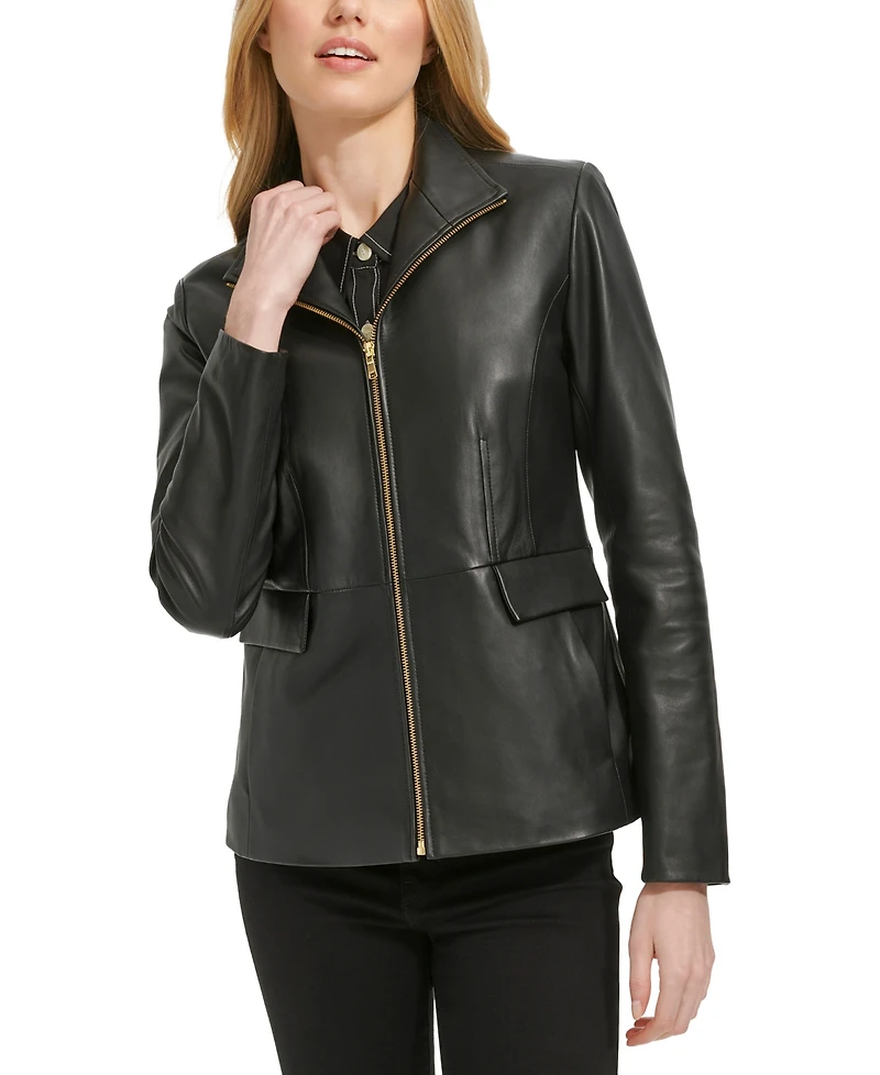 Cole Haan Women's Zip-Front Leather Jacket