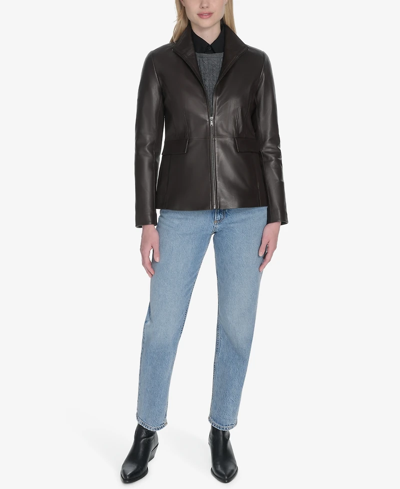 Cole Haan Women's Zip-Front Leather Jacket