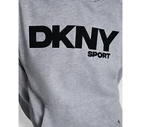Dkny Women's Flock Logo Kanga Pocket Pull-On Hoodie