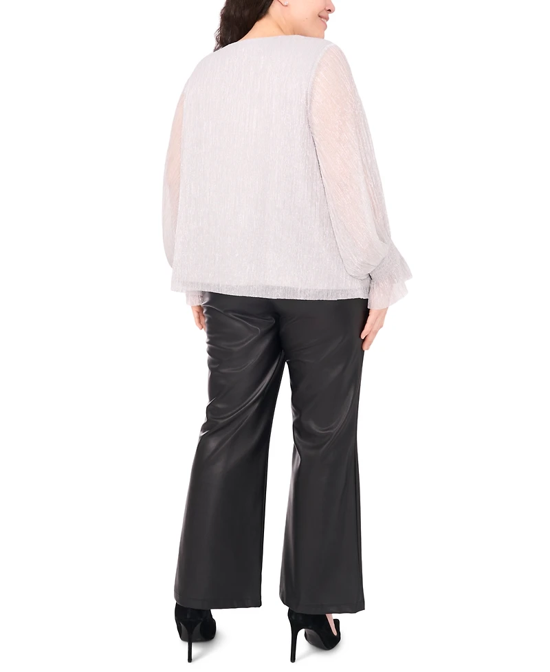 Vince Camuto Plus Metallic V-Neck Blouse