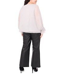 Vince Camuto Plus Metallic V-Neck Blouse