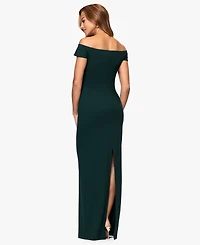 Xscape Women's Off The Shoulder Back Slit Dress