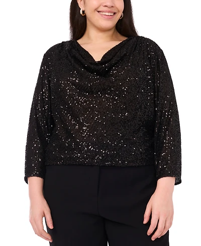 Vince Camuto Plus Drape Neck 3/4-Sleeve Top
