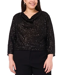 Vince Camuto Plus Drape Neck 3/4-Sleeve Top