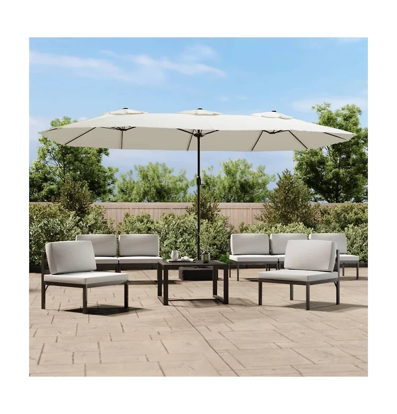 Garden Parasol Sand White Polyester Large Garden Parasol