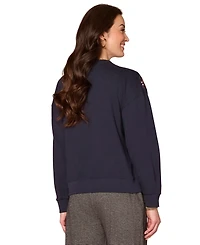 Democracy Petite Embellished Floral Crewneck Sweatshirt