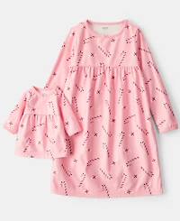 Carter's Girls 2T-14 2-Piece Candy Cane Print Long-Sleeve Night Gown Set