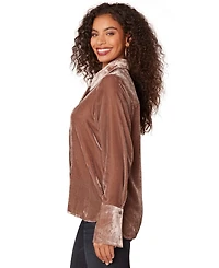Democracy Petite Velvet Button-Front Top