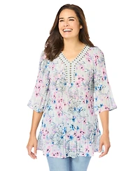 Woman Within Plus Embellished Pleated Blouse