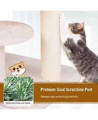 Gymax Modern Cat Tree w/Top Perch Cattail Fluff Condo Cozy Nest Sisal Scratching Posts
