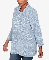 Ruby Rd. Petite Cowl Neck Space Dye Chenille Knit Top