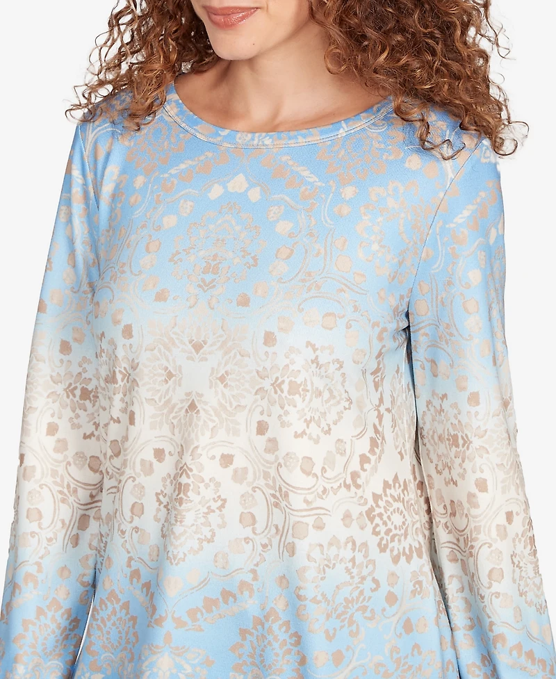 Ruby Rd. Petite Brushed Medallion Hatchi Knit Top