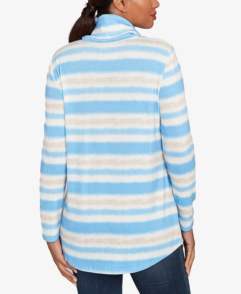 Ruby Rd. Petite Ribbed Stripe Patch Pocket Knit Top