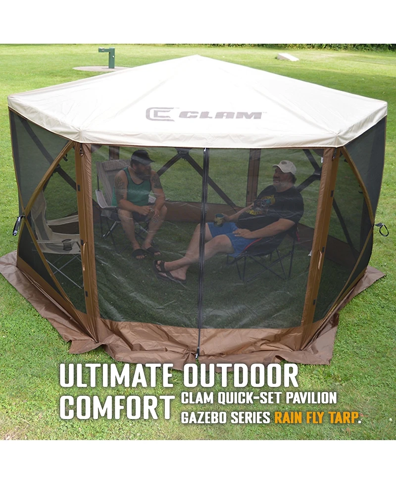 Clam Quick-Set Pavilion Screened Canopy Tent Rain Fly Tarp, Cover Only, Tan