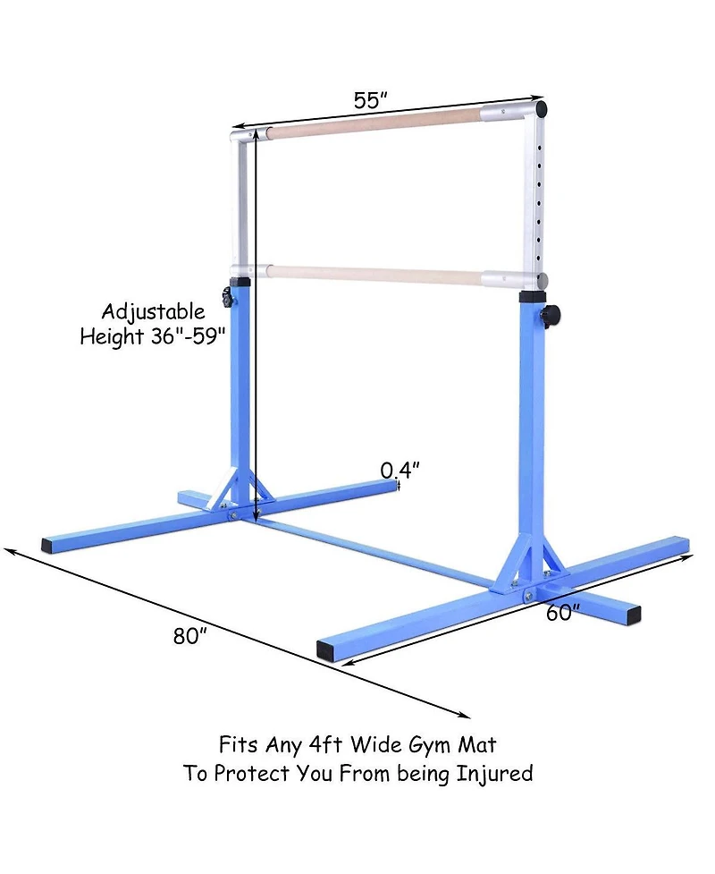 Adjustable Gymnastics Horizontal Bar for Kids-Blue