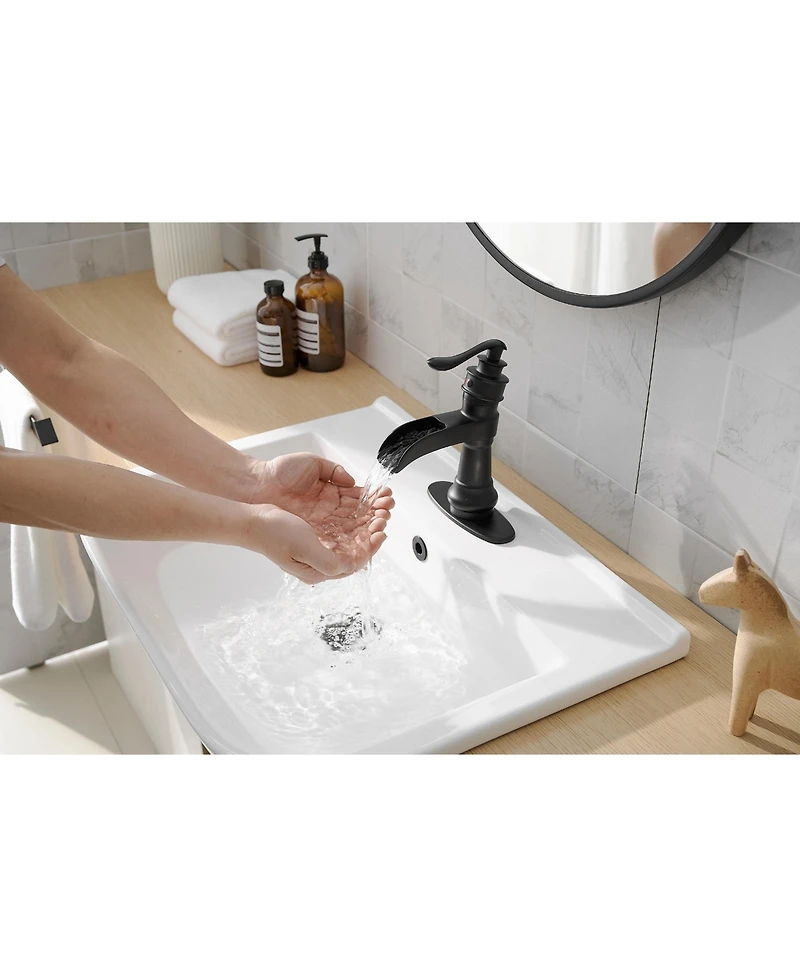 Single Hole Single-Handle Low-Arc Bathroom Faucet Matte Black