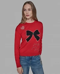Karl Lagerfeld Paris Petite Bow Long Sleeves Sweater