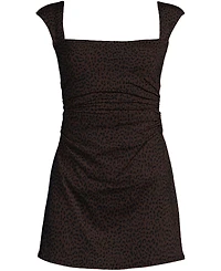 Lands' End Women's Smoothing Square Neck Ruched Swim Dress Swimsuit