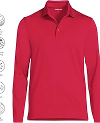 Lands' End School Uniform Men's Rapid Dry Long Sleeve Modern Fit Polo