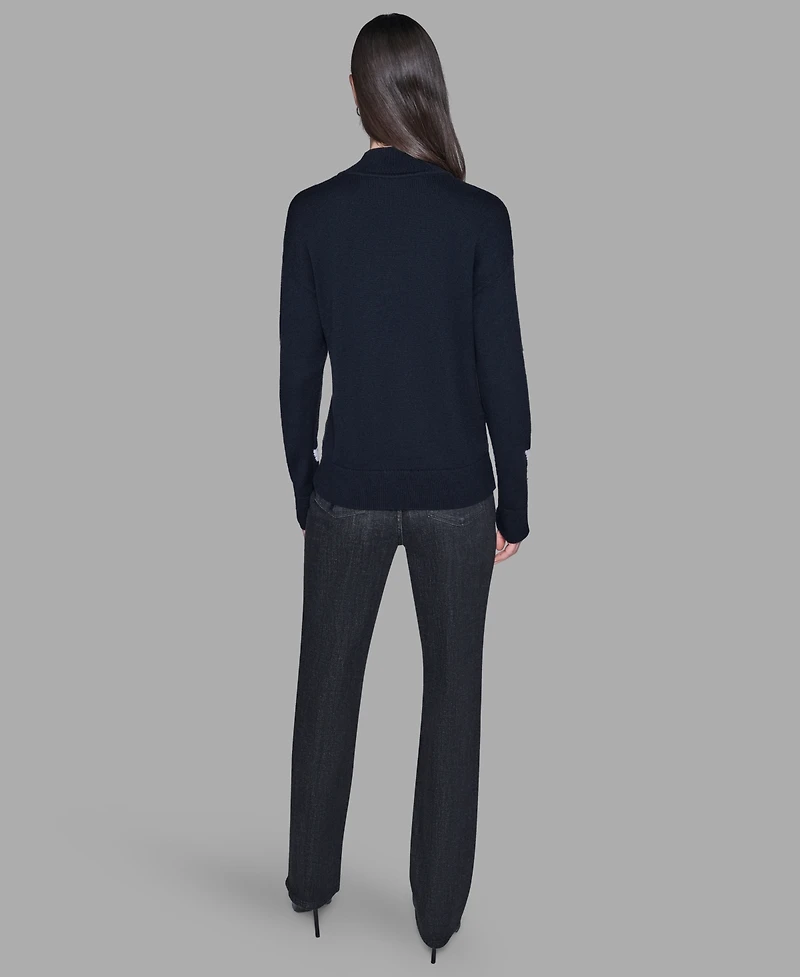 Karl Lagerfeld Paris Petite Bow Long Sleeves Sweater