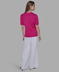 Karl Lagerfeld Paris Petite Bow Short Sleeve Sweater