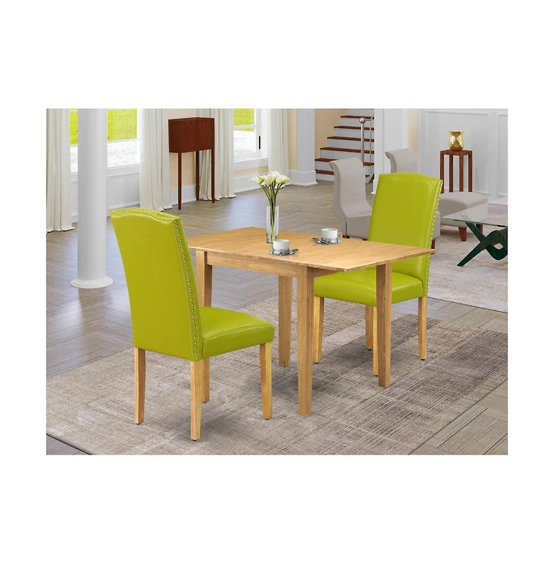 East West Furniture Dining Room Set Oak, NDEN3-oak-51