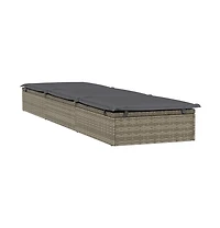 Patio Sunbed Set of 3 Gray Pe Rattan, Powder-Coated Steel Large