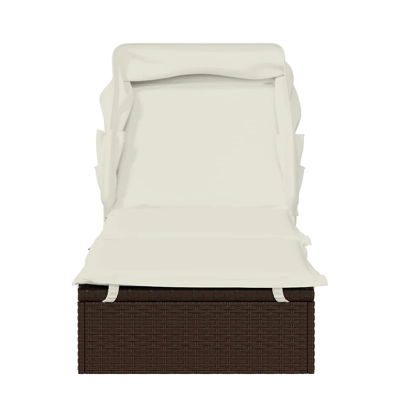 Sunbed Brown Pe Rattan, Powder-Coated Steel 83.9x24.8x38.2 in