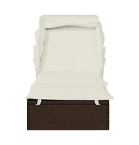 Sunbed Brown Pe Rattan, Powder-Coated Steel 83.9x24.8x38.2 in