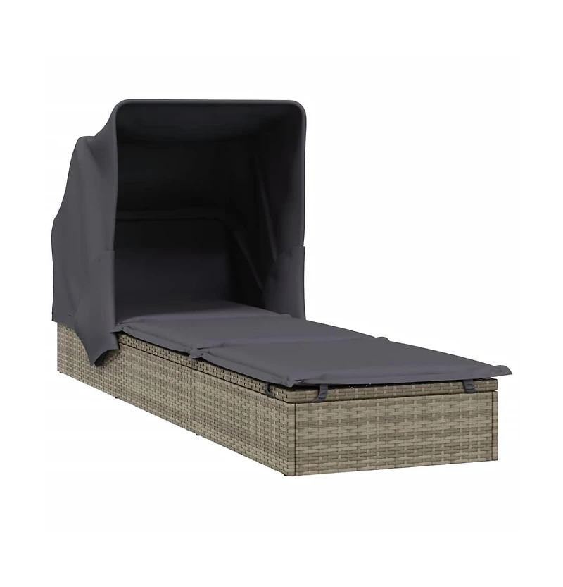 Sunbed Grey Pe Rattan, Powder-Coated Steel 83.1 x 25.6 in