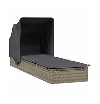 Sunbed Grey Pe Rattan, Powder-Coated Steel 83.1 x 25.6 in