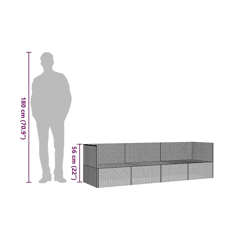 Outdoor Lounge Bed Grey Poly rattan, powder-coated steel, fabric