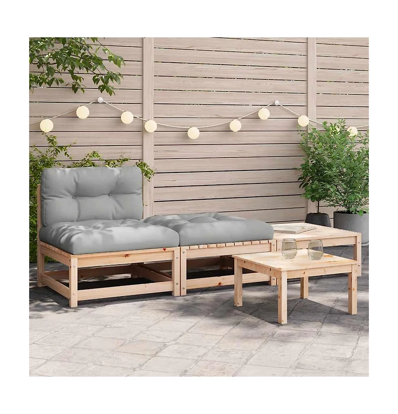 Patio Sofa Gray, Natural Wood