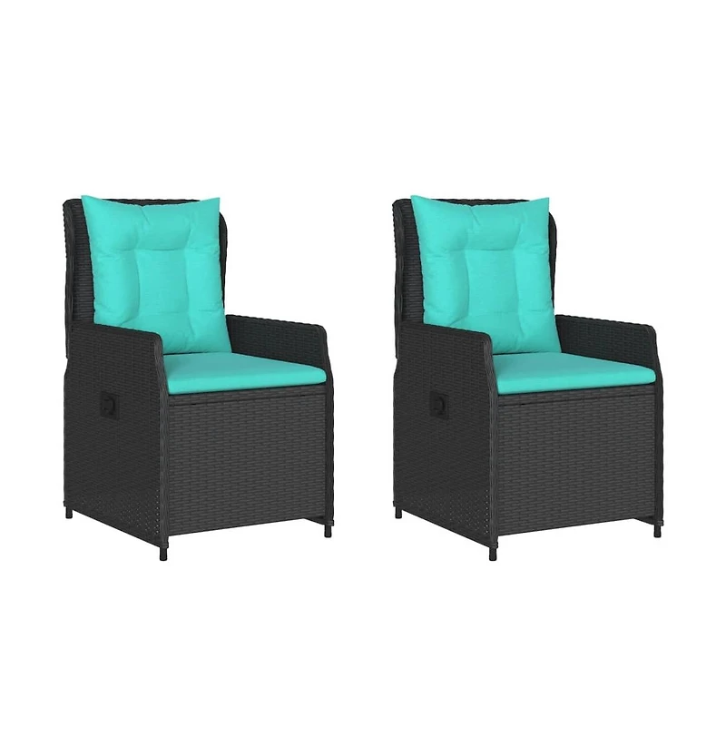 Reclining Patio Chair Black Pe rattan Medium Adjustable Feet