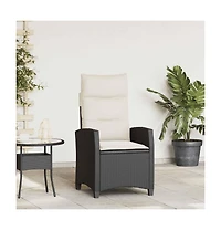 vidaXL Reclining Garden Chair Black Pe rattan Foldable