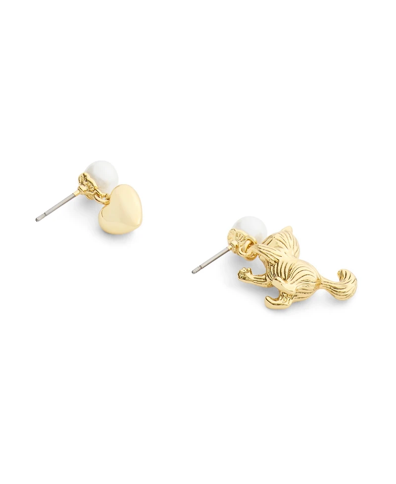 Coach Gold Plated Signature Mismatch Cat Earrings