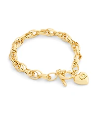 Coach Gold Plated Heart Charm Interlocking Link Bracelets