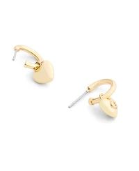 Coach Gold Plated Heart Huggie Drop Earrings
