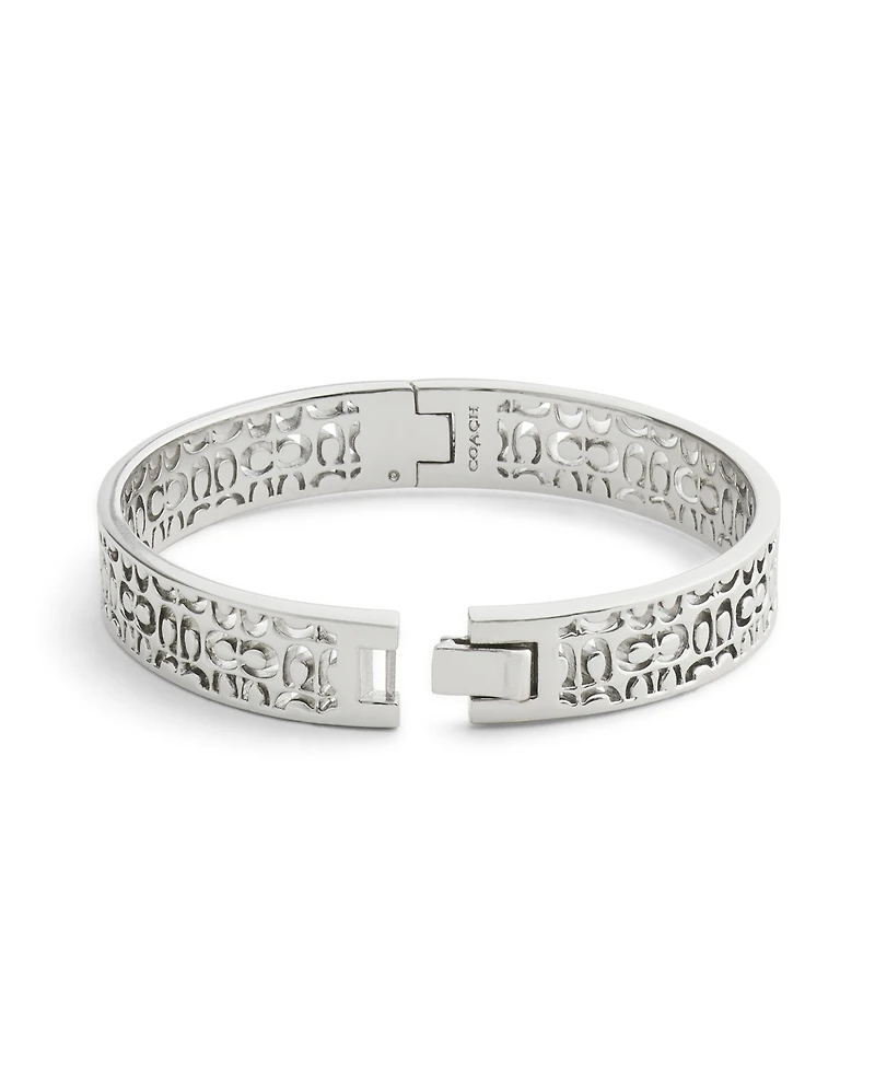 Coach Rhodium Plated Minimal Hinged Bangle Bracelets