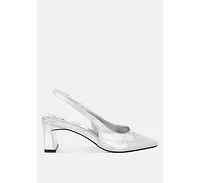 London Rag Women's Amberin Crinkled Metallic Slingback Heels