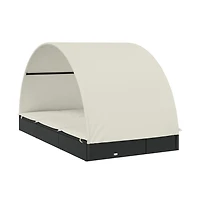 Sunbed Black & Cream Pe rattan, Powder-coated steel Double