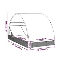 Sunbed Black Pe rattan, powder-coated steel, fabric (100% polyester)
